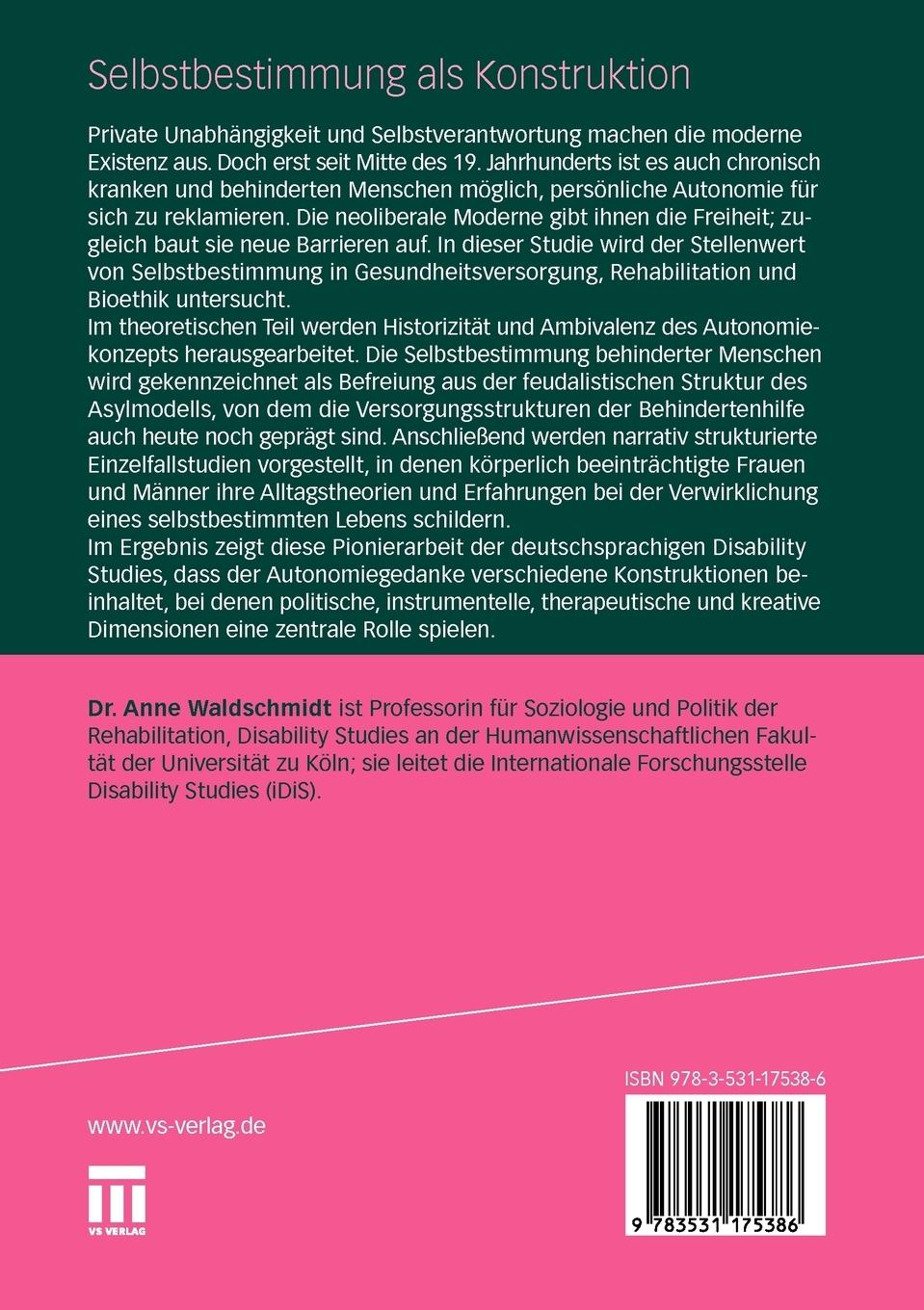 Rückseitencover Selbstbestimmung als Konstruktion