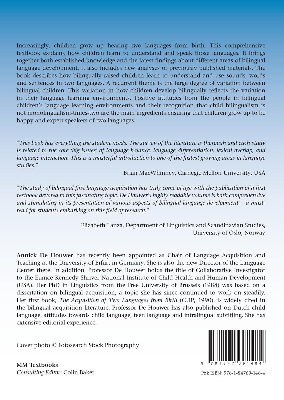 Rückseitencover Bilingual First Language Acquisition