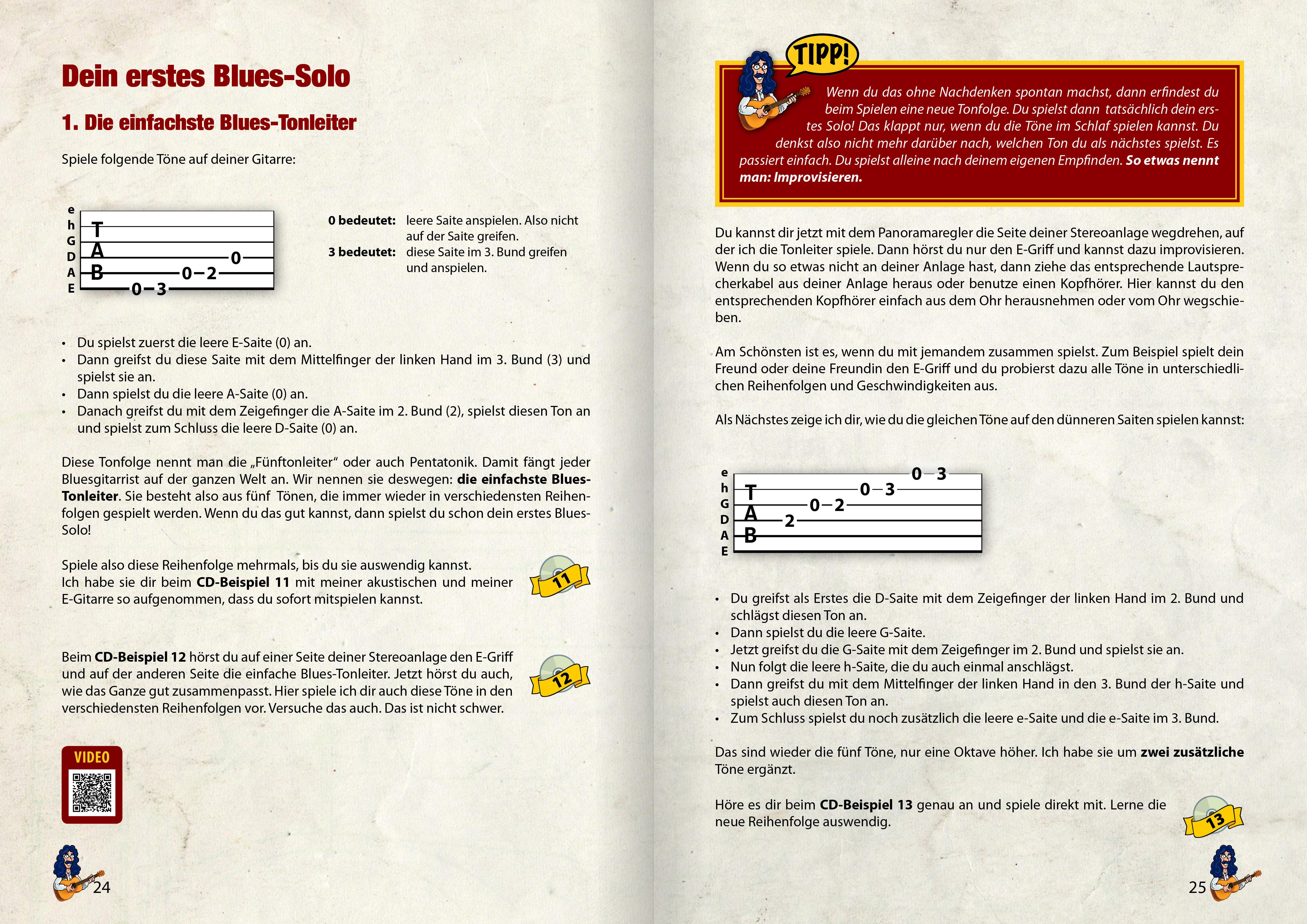 Beispielinhalt (Bild) PB's Bluesgitarrenbuch (CD+DVD)