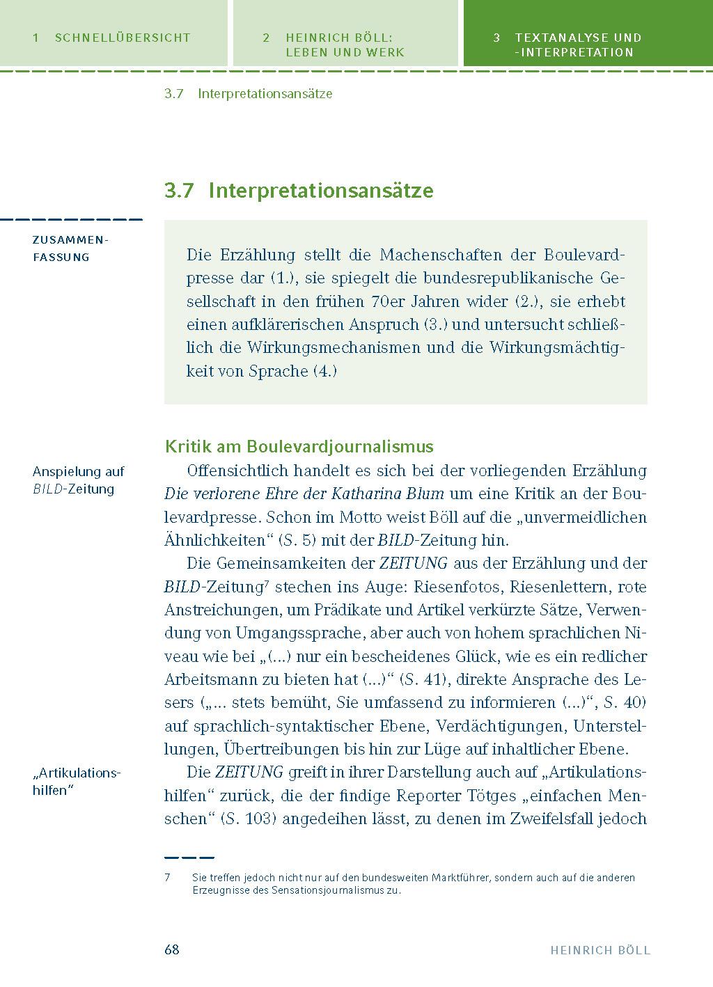 Beispielinhalt (Bild) Die verlorene Ehre der Katharina BlumTextanalyse und Interpretation zu Heinrich Böll