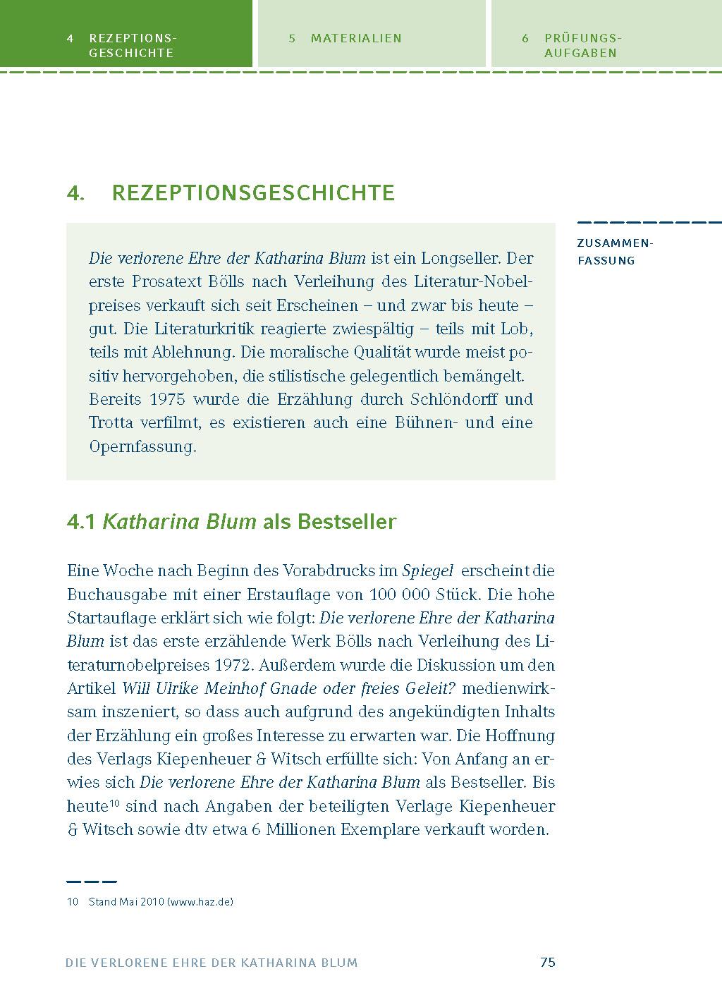 Beispielinhalt (Bild) Die verlorene Ehre der Katharina BlumTextanalyse und Interpretation zu Heinrich Böll