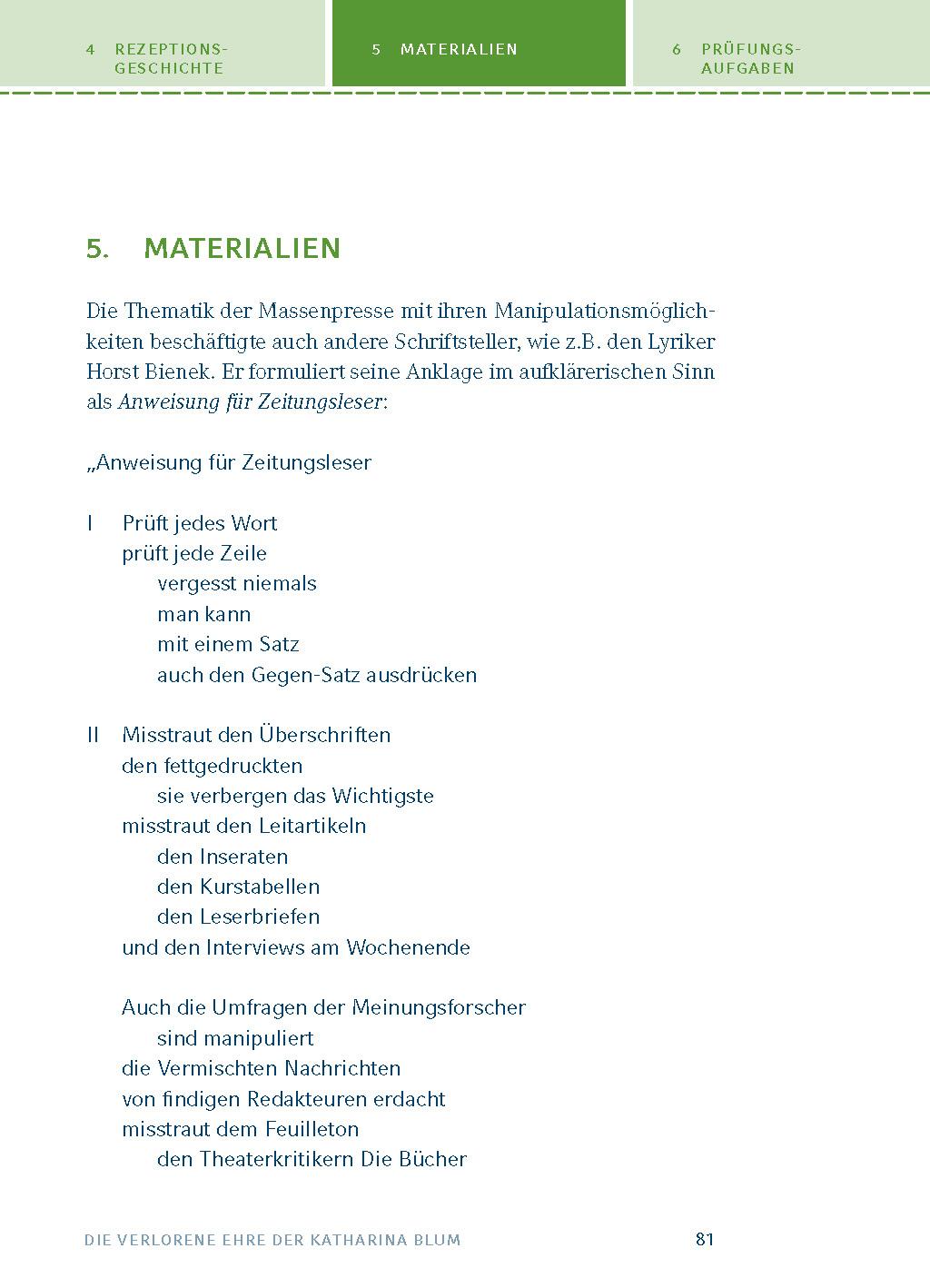 Beispielinhalt (Bild) Die verlorene Ehre der Katharina BlumTextanalyse und Interpretation zu Heinrich Böll