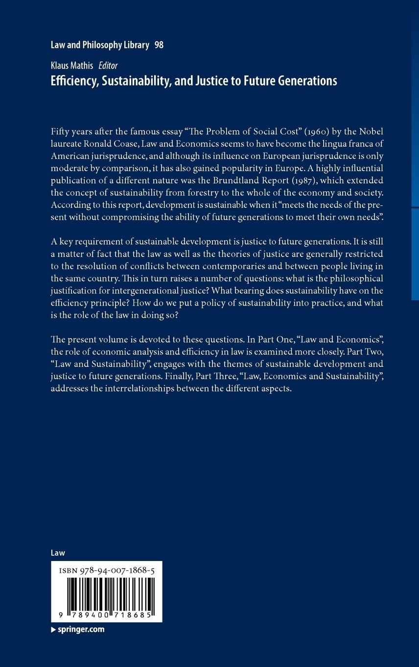 Rückseitencover Efficiency, Sustainability, and Justice to Future Generations