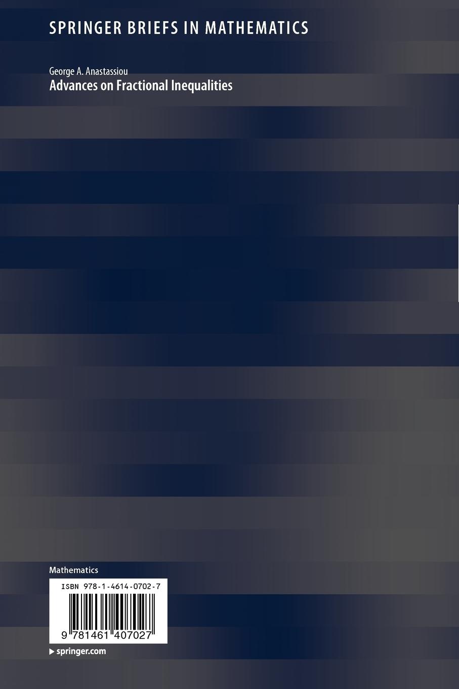 Rückseitencover Advances on Fractional Inequalities