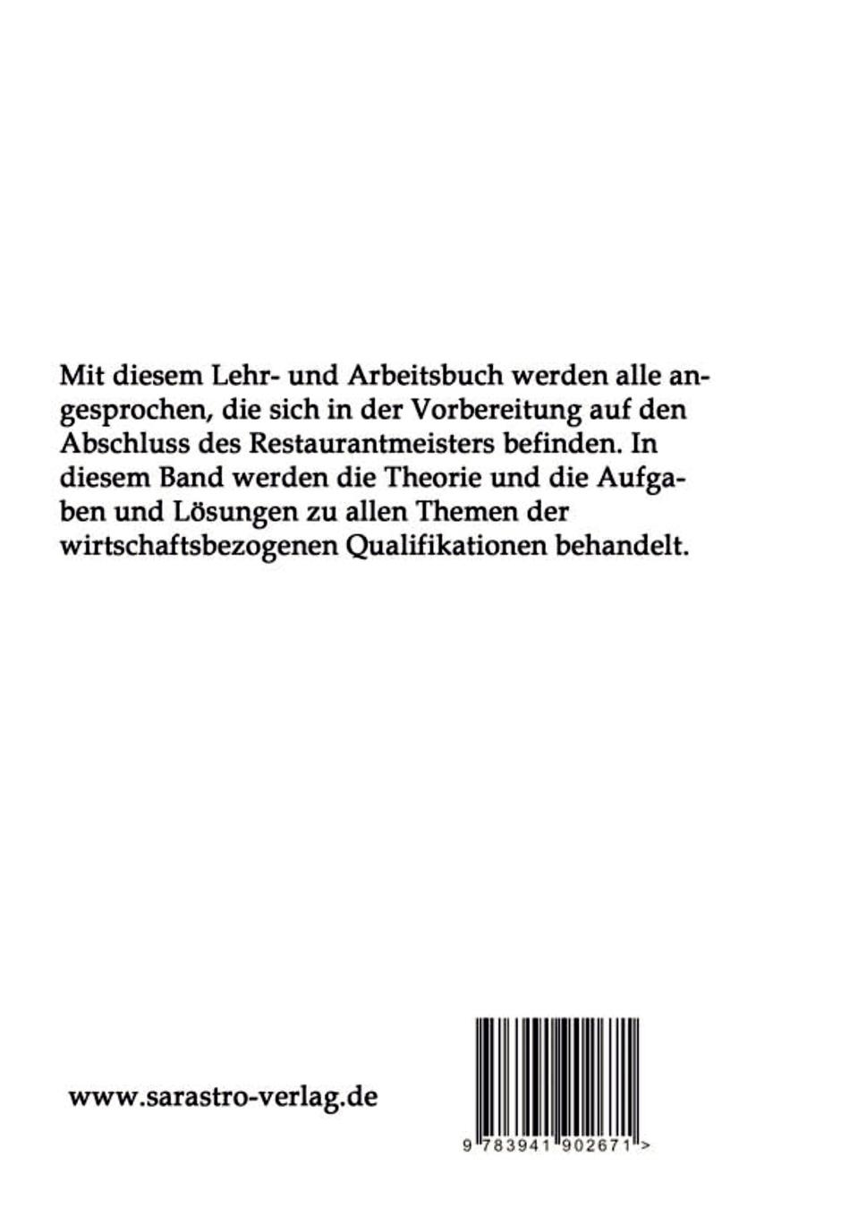 Rückseitencover Restaurantmeister - Das prüfungsrelevante Wissen