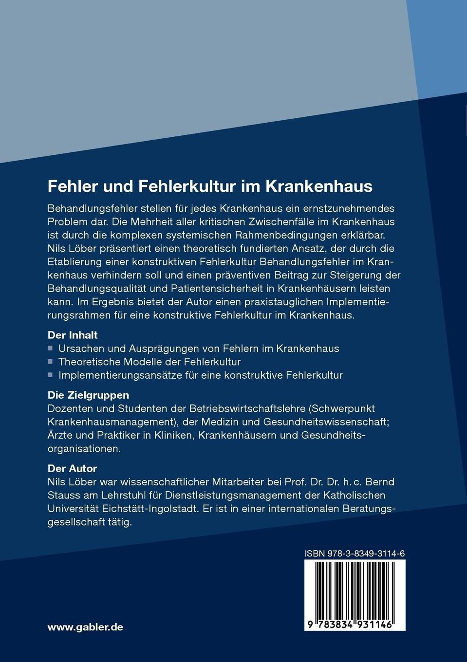 Rückseitencover Fehler und Fehlerkultur im Krankenhaus