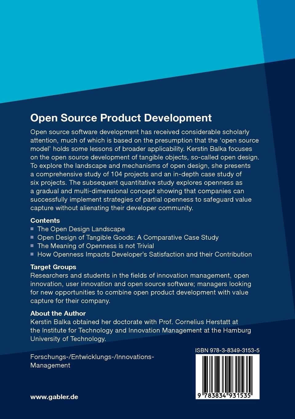 Rückseitencover Open Source Product Development