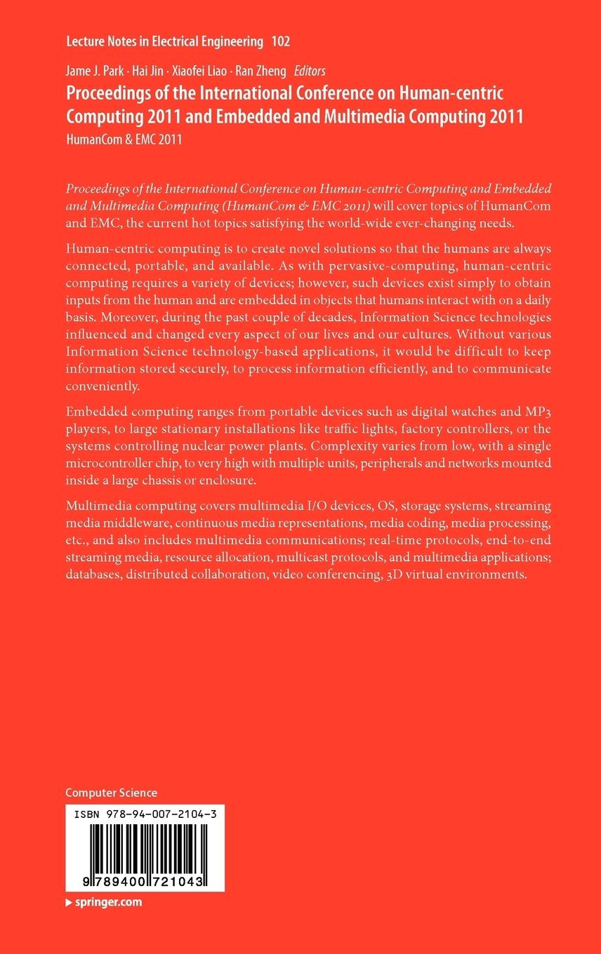 Rückseitencover Proceedings of the International Conference on Human-centric Computing 2011 and Embedded and Multimedia Computing 2011