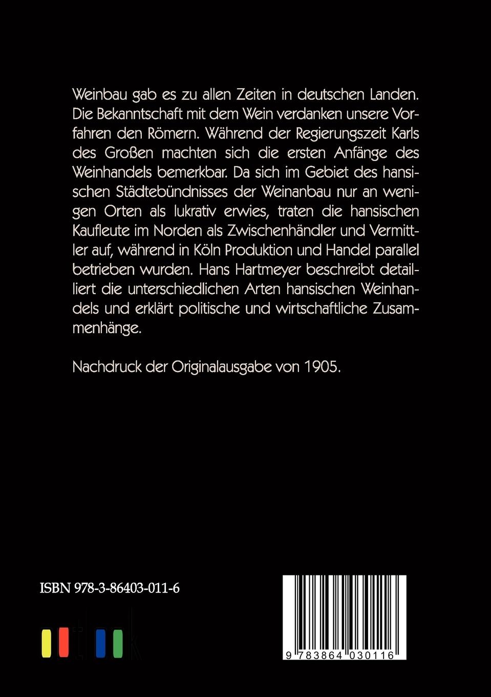 Rückseitencover Der Weinhandel im Gebiete der Hanse im Mittelalter
