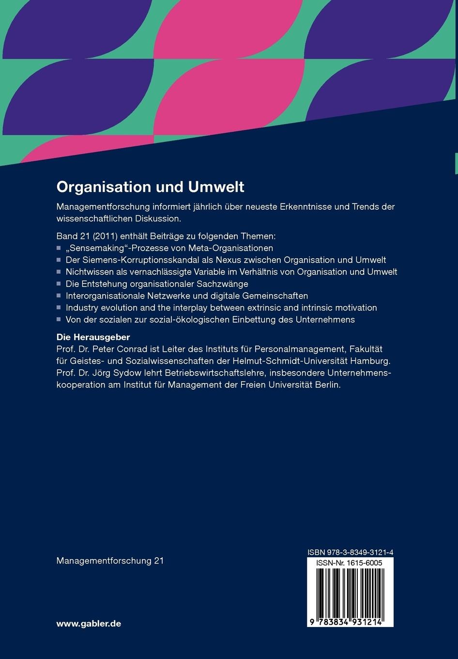 Rückseitencover Organisation und Umwelt