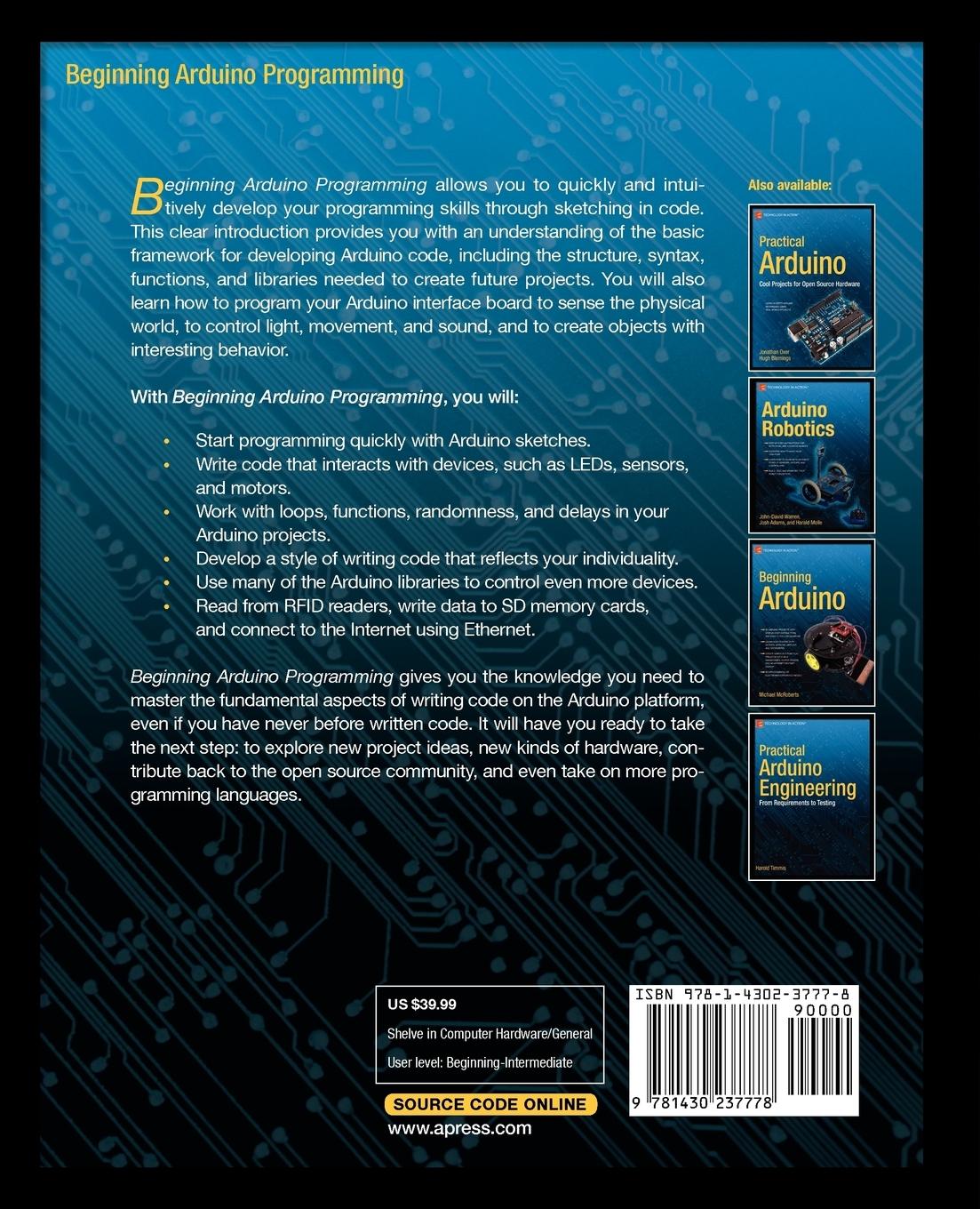 Rückseitencover Beginning Arduino Programming
