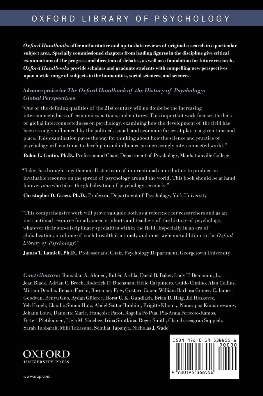 Rückseitencover OHB HISTORY OF PSYCHOLOGY OLOP C