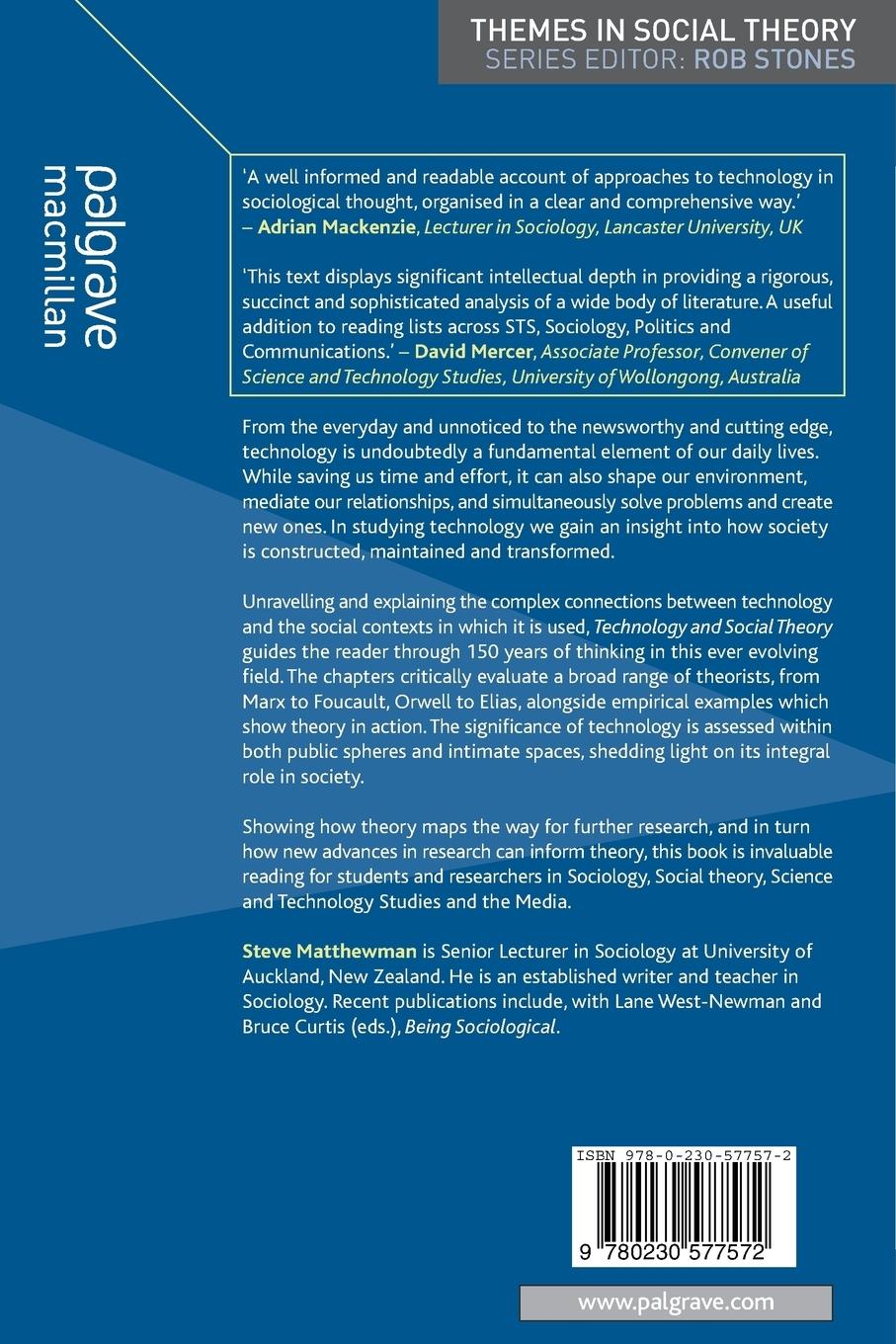 Rückseitencover Technology and Social Theory