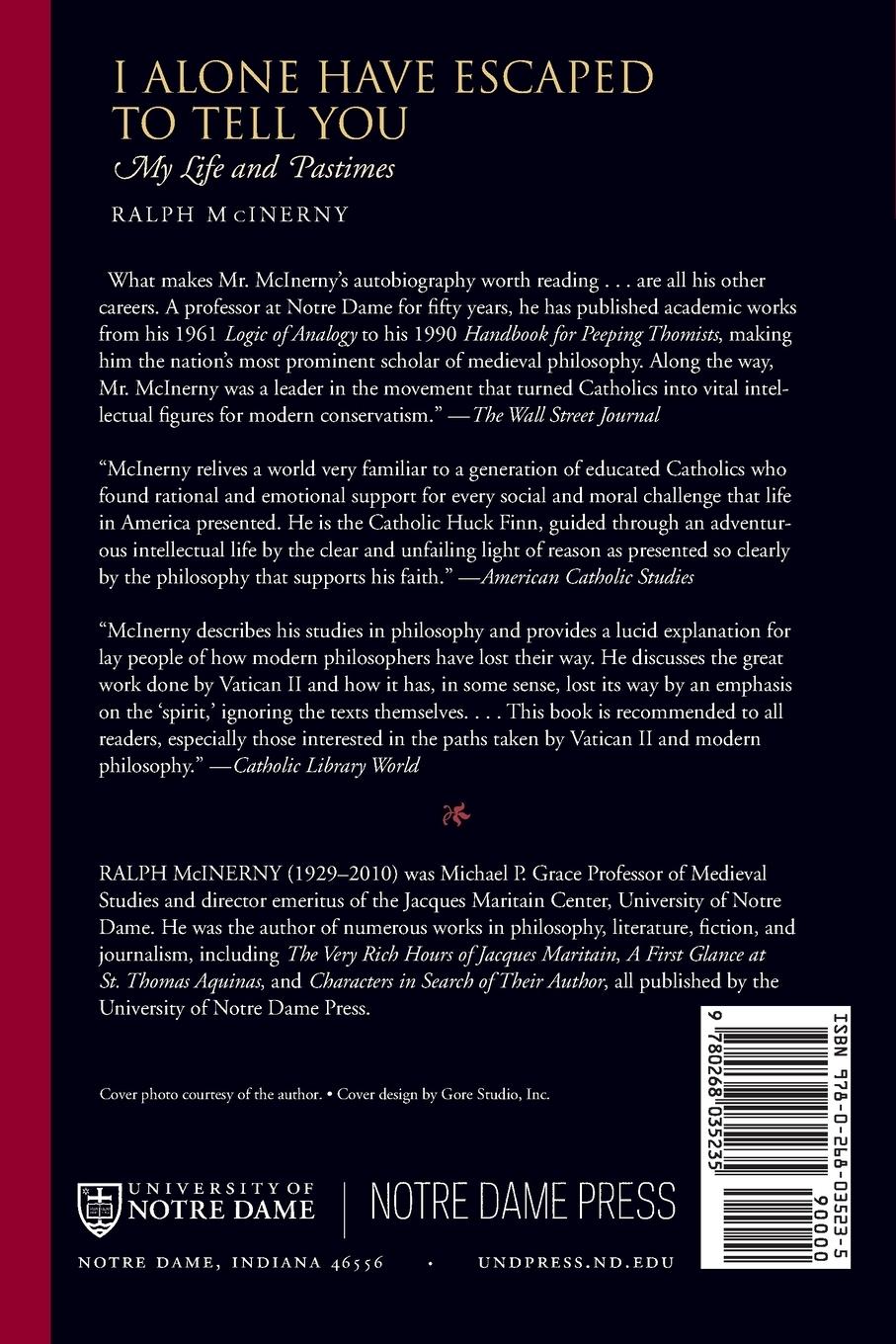 Rückseitencover I Alone Have Escaped to Tell You