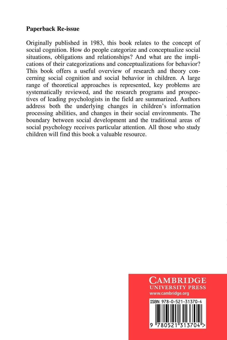 Rückseitencover Social Cognition and Social Development