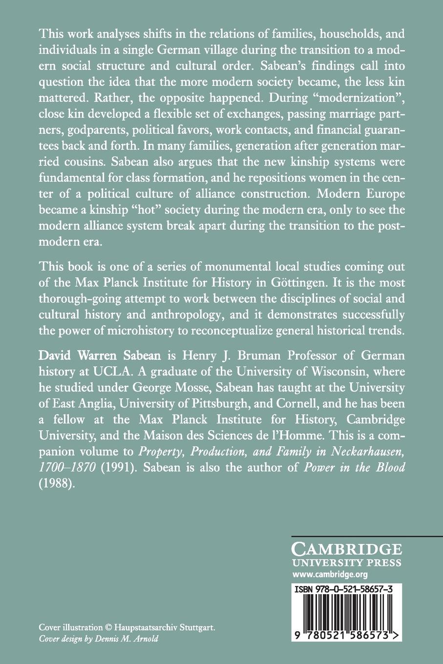 Rückseitencover Kinship in Neckarhausen, 1700-1870