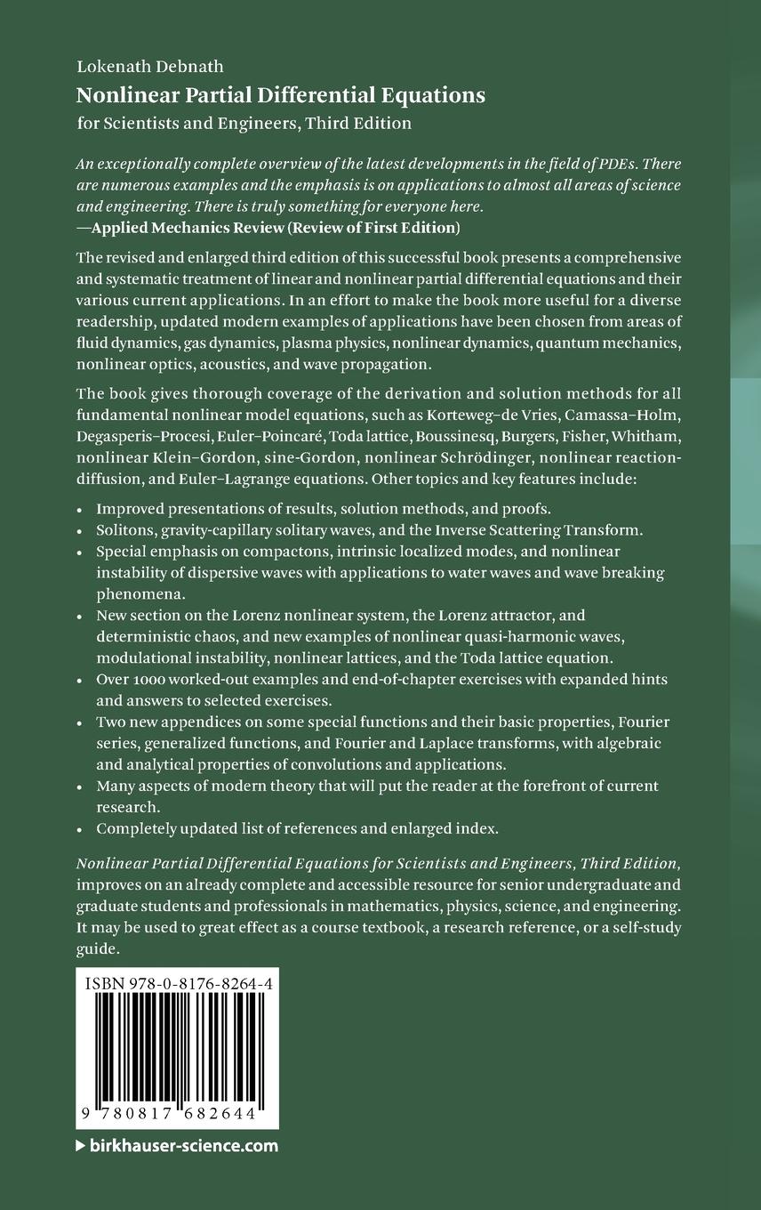 Rückseitencover Nonlinear Partial Differential Equations for Scientists and Engineers