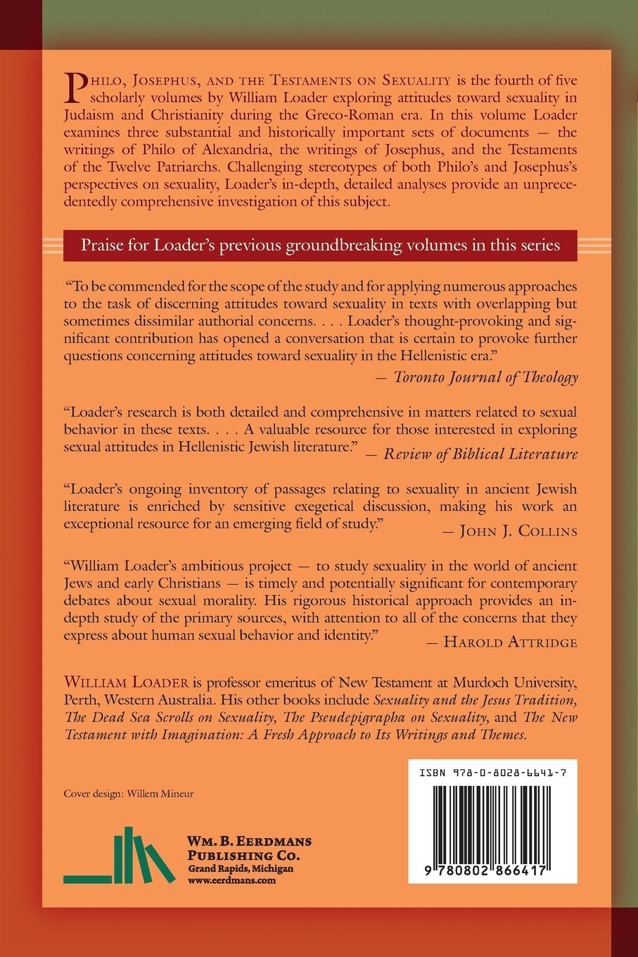 Rückseitencover Philo, Josephus, and the Testaments on Sexuality