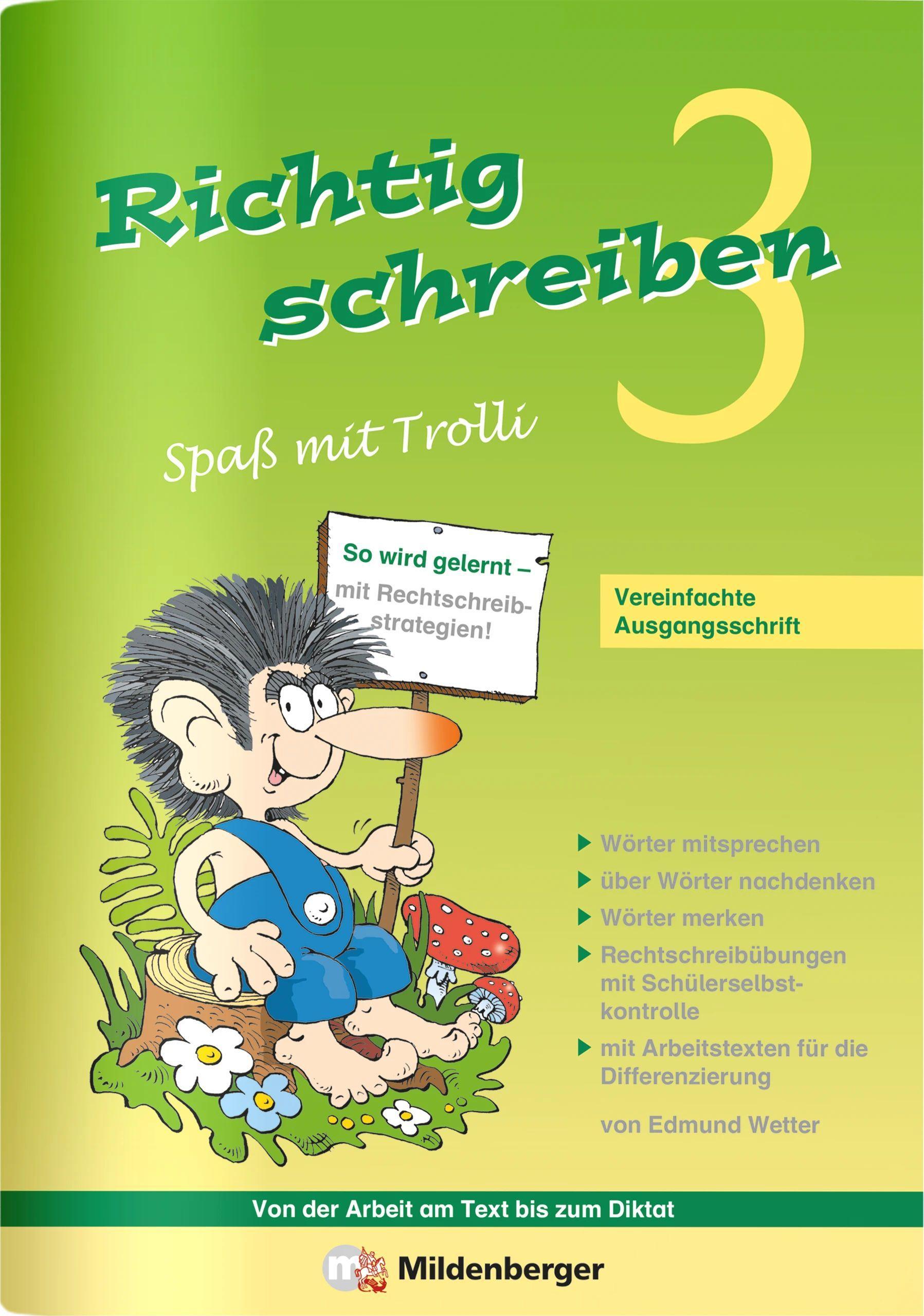Vorderes Coverbild Richtig schreiben - Spaß mit Trolli, 3. Schuljahr