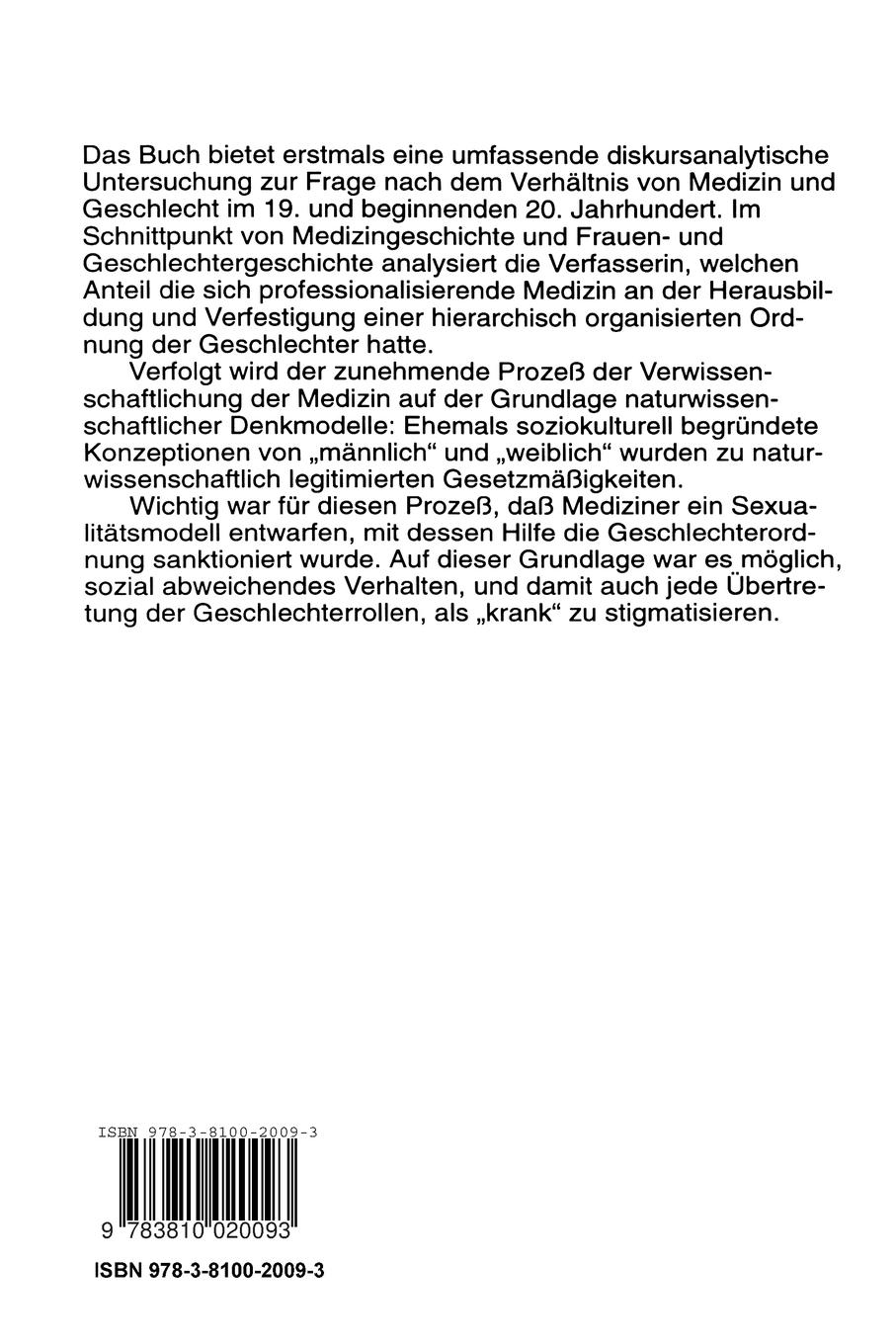 Rückseitencover Medizin und Geschlecht