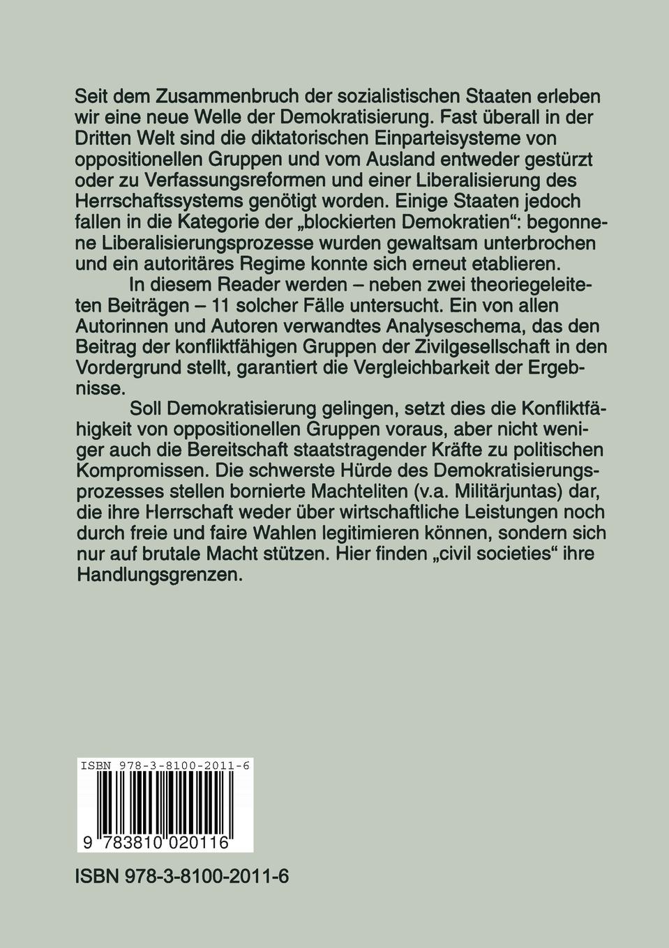 Rückseitencover Blockierte Demokratien in der Dritten Welt