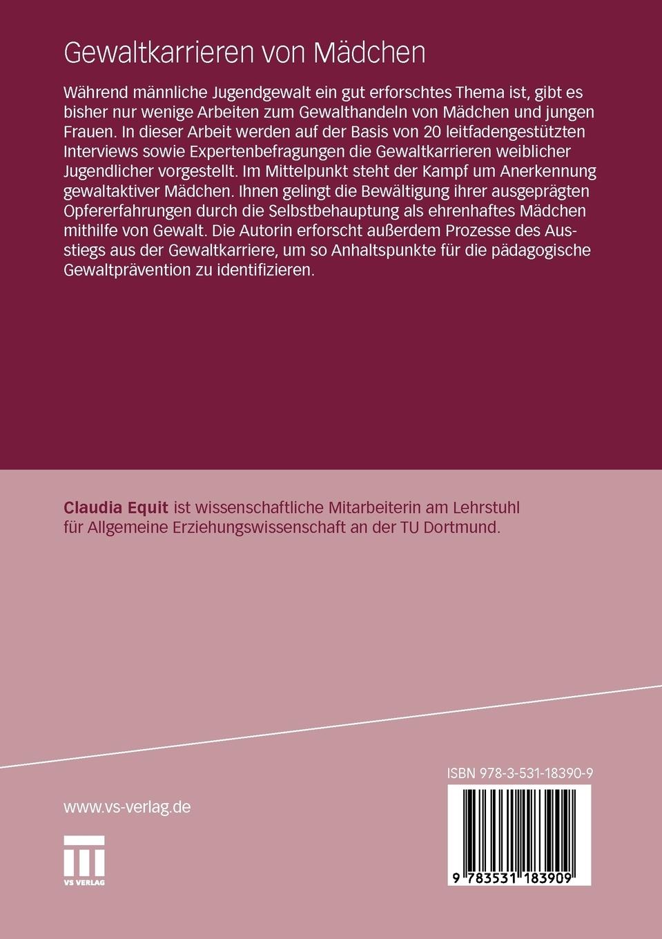 Rückseitencover Gewaltkarrieren von Mädchen