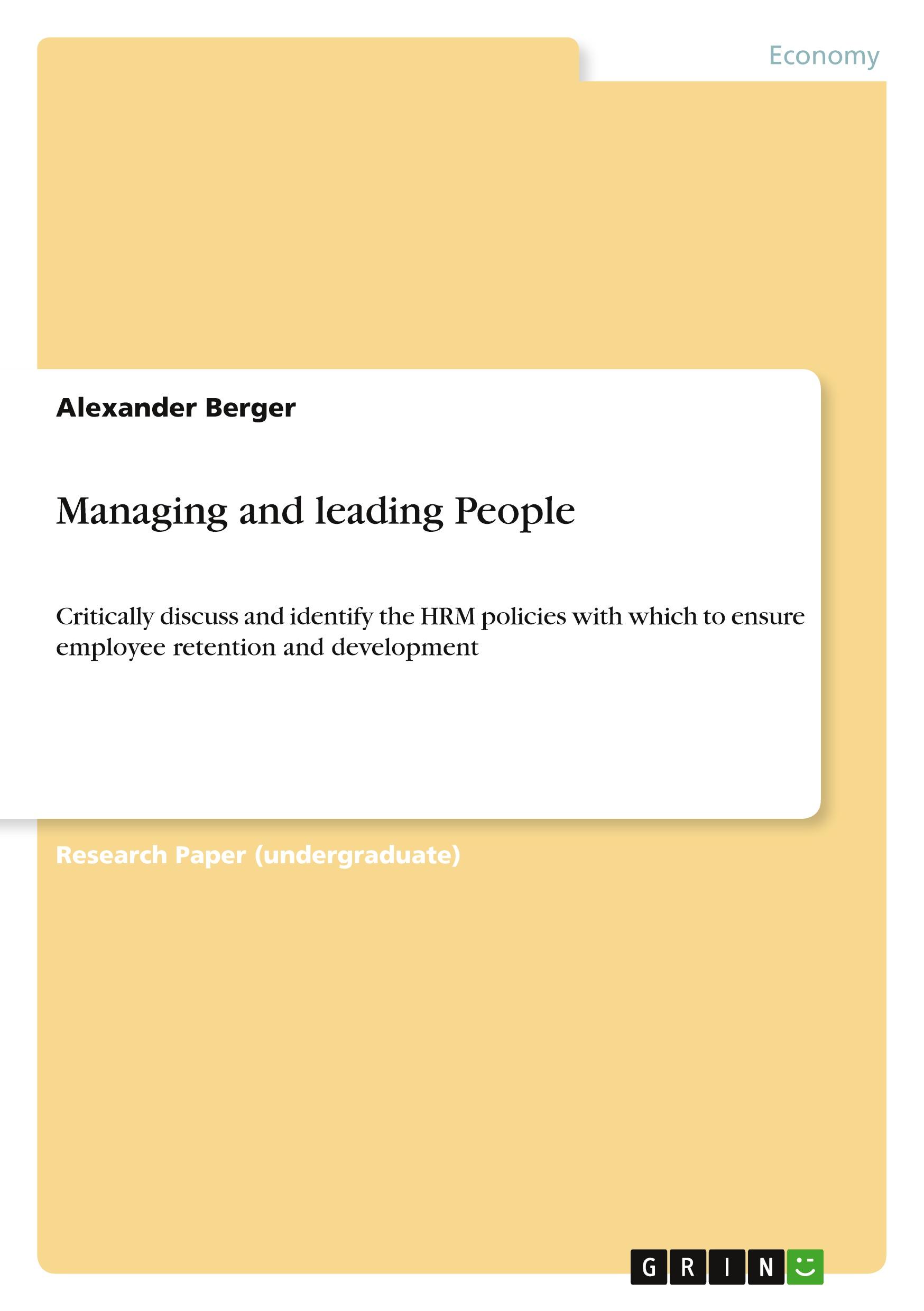 Vorderes Coverbild Managing and leading People