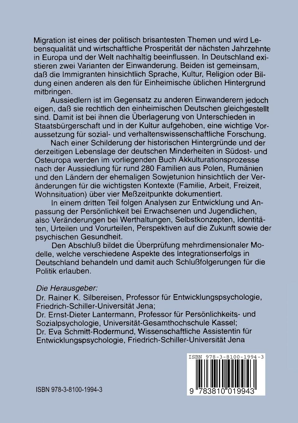 Rückseitencover Aussiedler in Deutschland