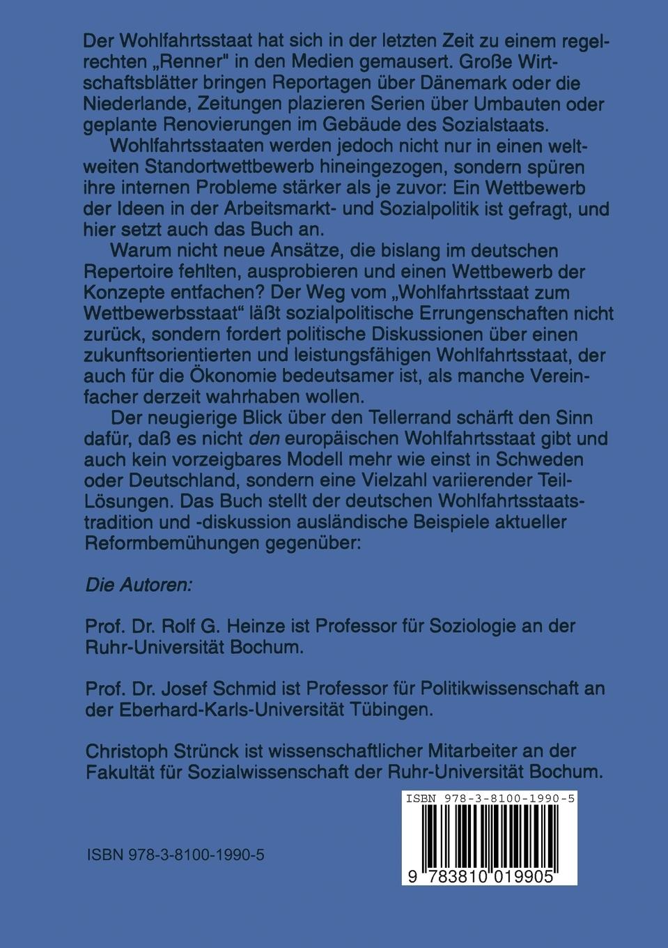 Rückseitencover Vom Wohlfahrtsstaat zum Wettbewerbsstaat