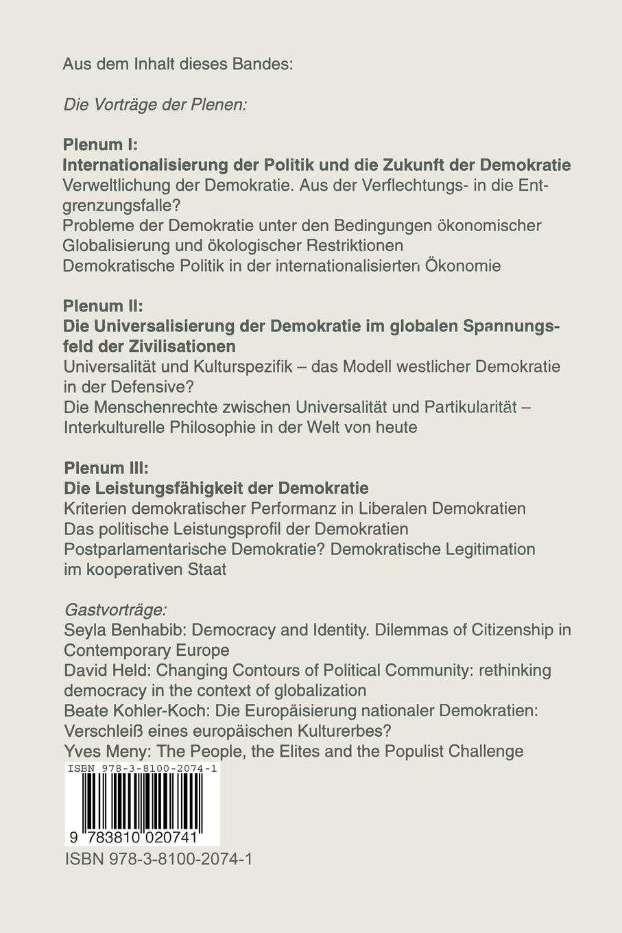 Rückseitencover Demokratie - eine Kultur des Westens?