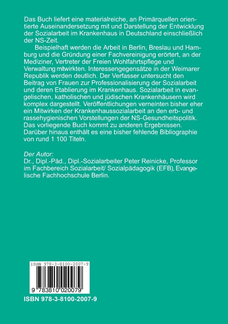 Rückseitencover Soziale Krankenhausfürsorge in Deutschland
