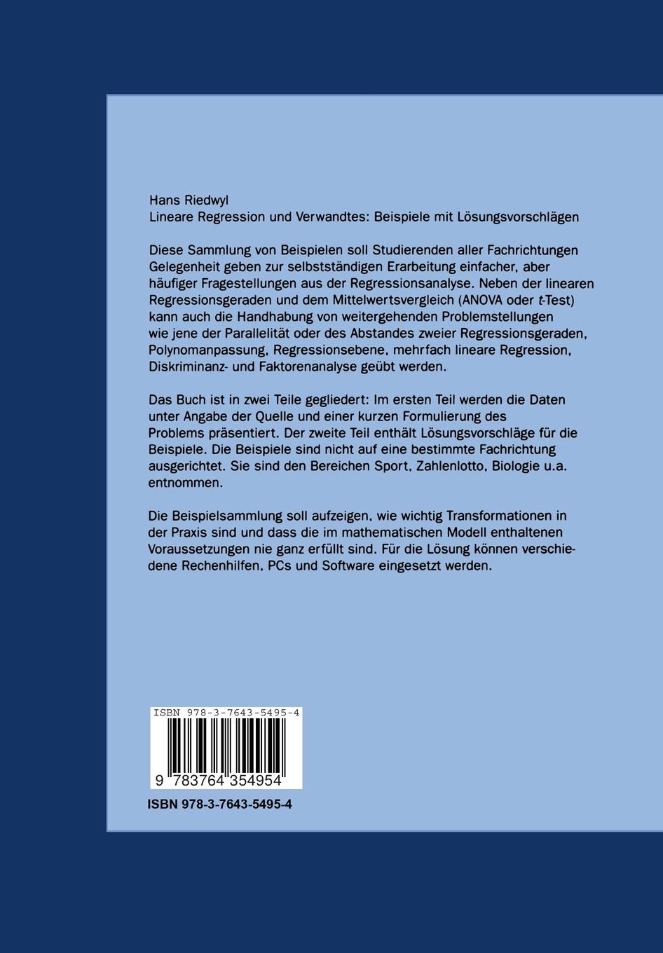 Rückseitencover Lineare Regression und Verwandtes