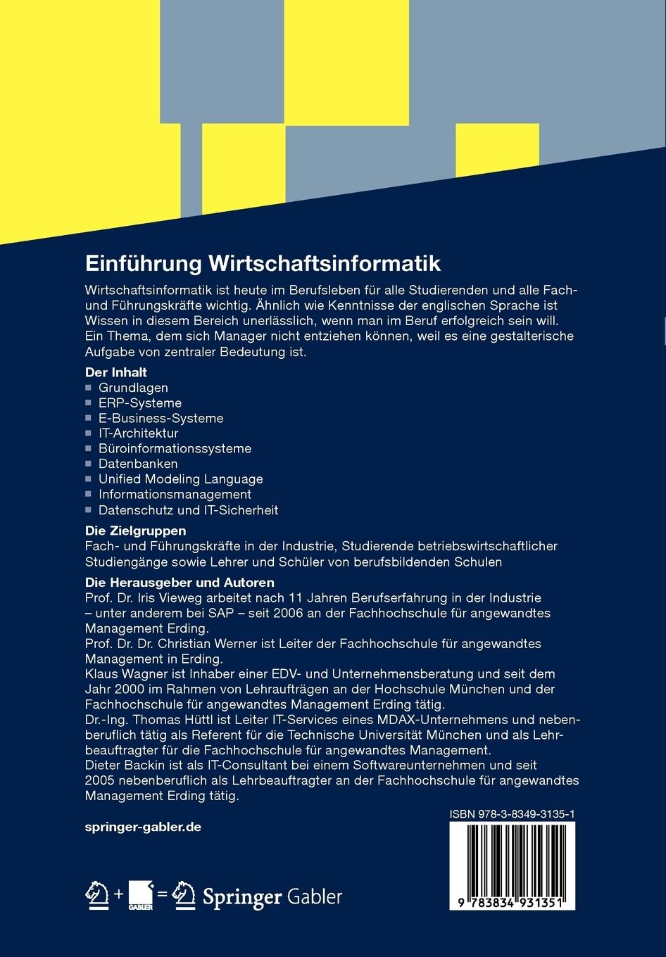Rückseitencover Einführung Wirtschaftsinformatik