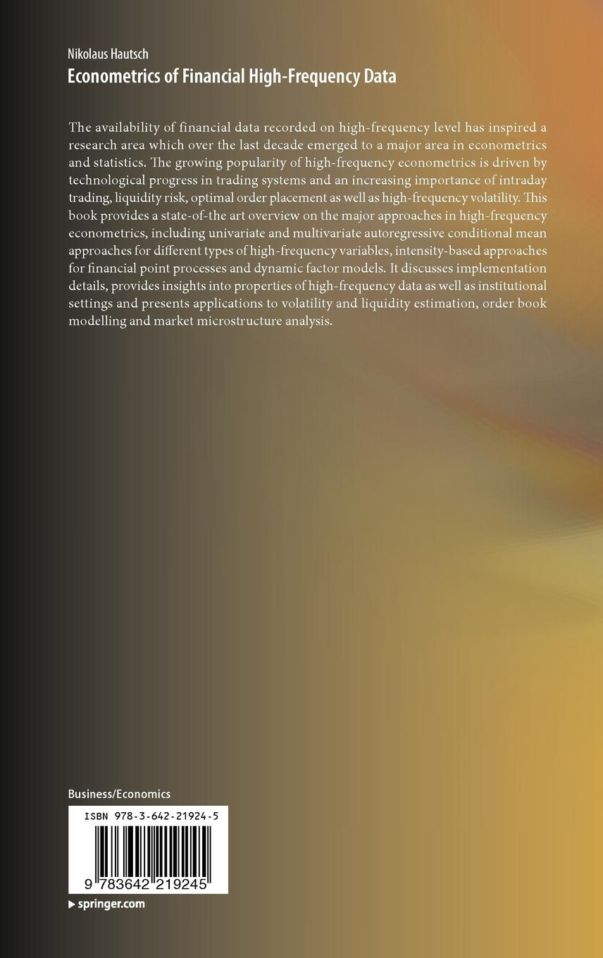 Rückseitencover Econometrics of Financial High-Frequency Data