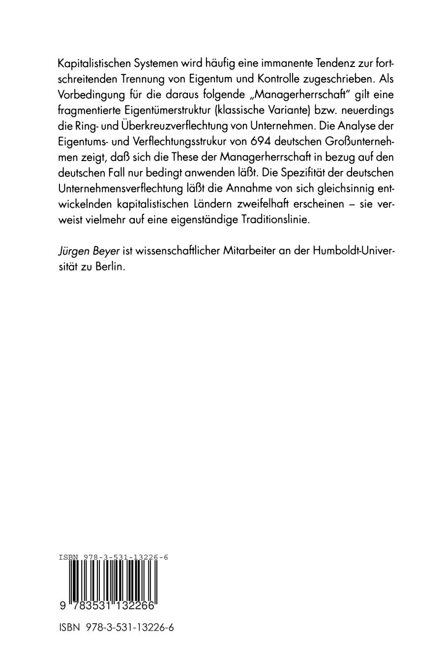 Rückseitencover Managerherrschaft in Deutschland?