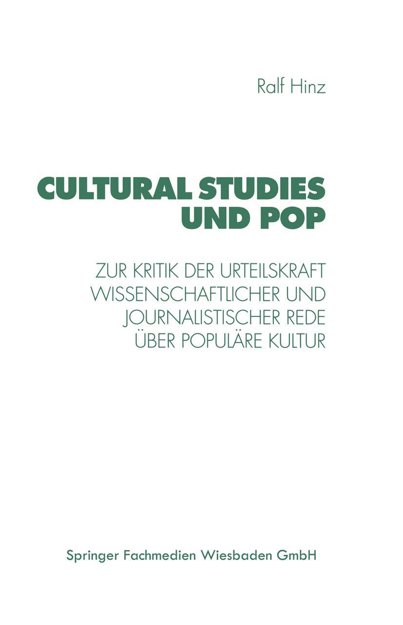 Vorderes Coverbild Cultural Studies und Pop