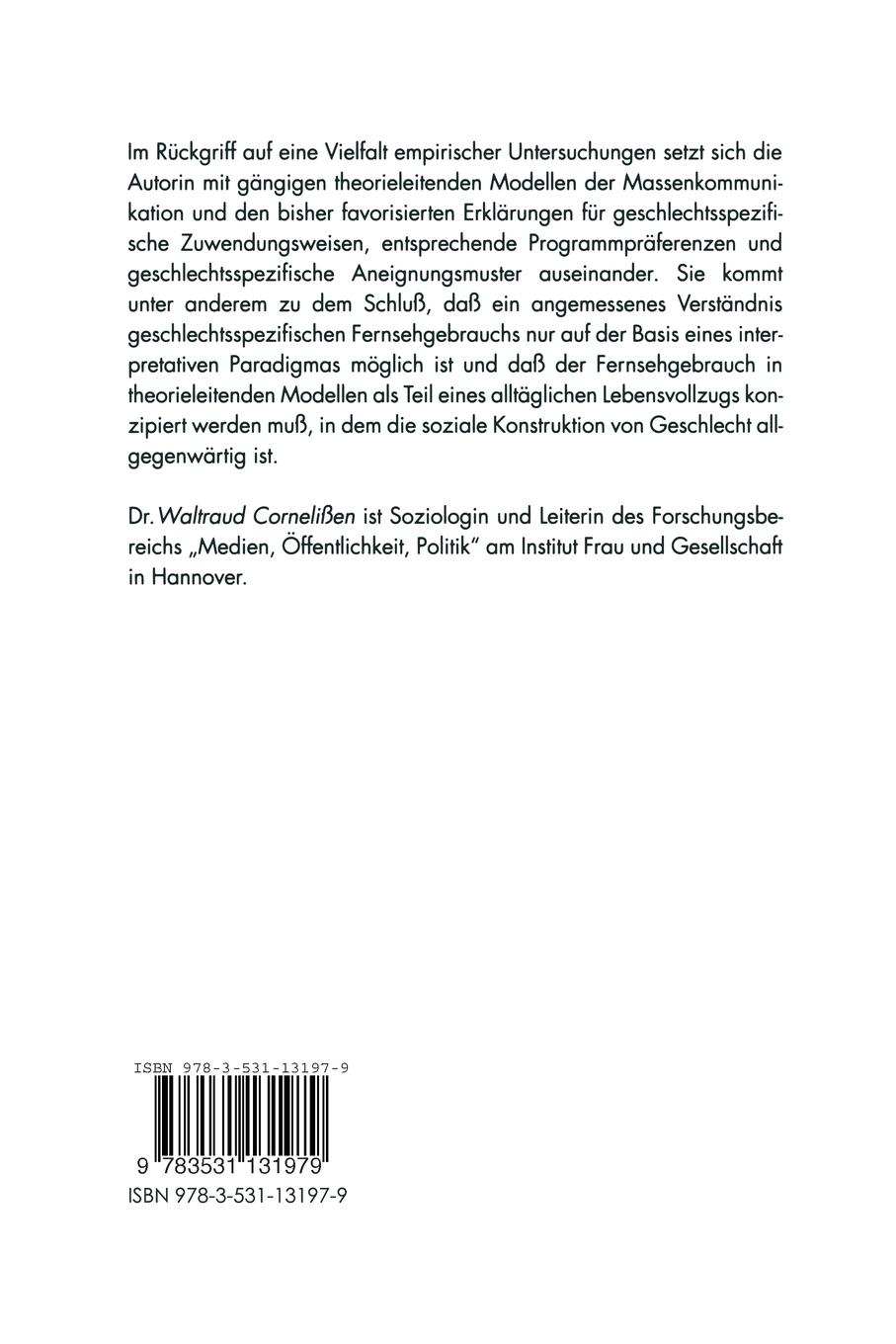 Rückseitencover Fernsehgebrauch und Geschlecht