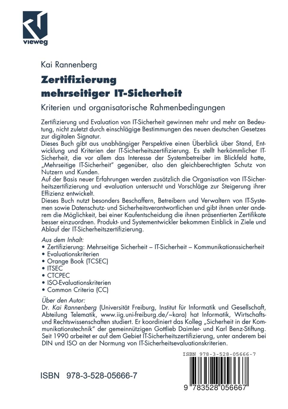Rückseitencover Zertifizierung mehrseitiger IT-Sicherheit