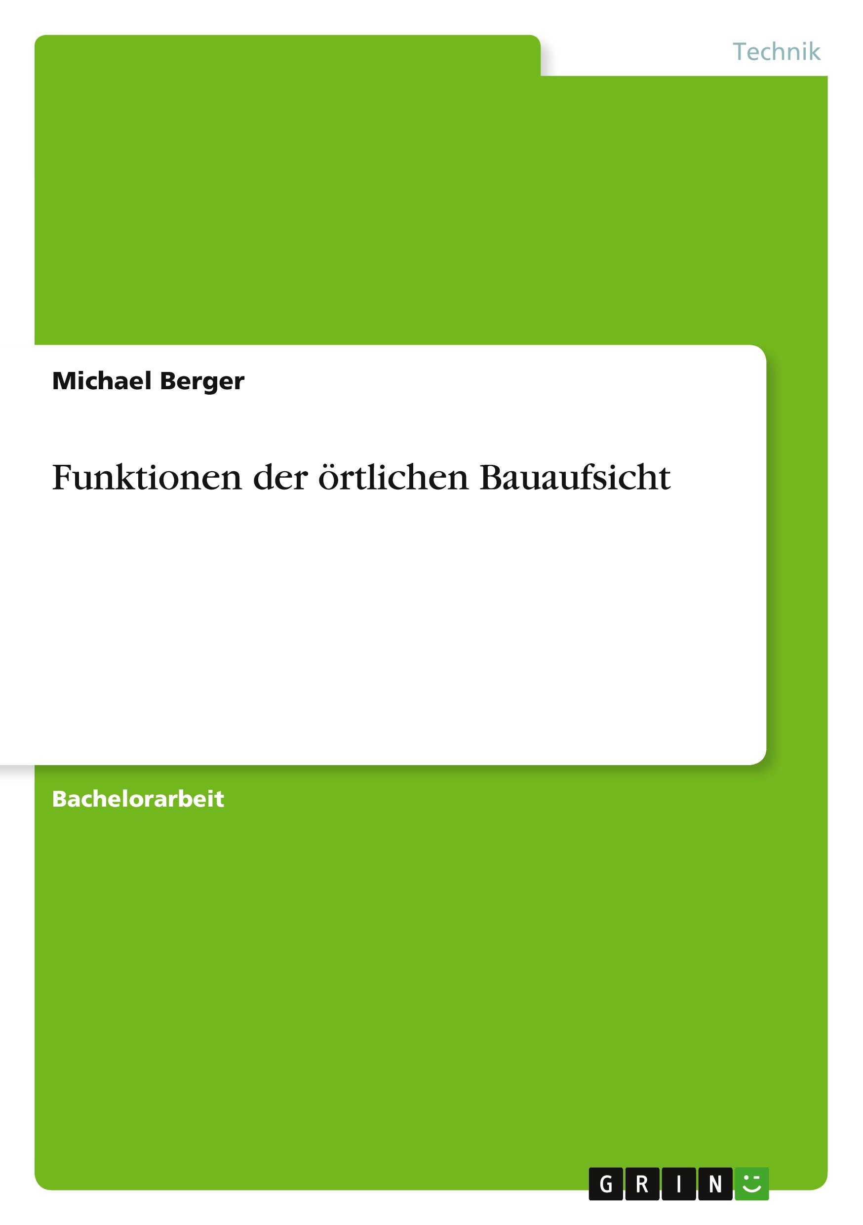 Vorderes Coverbild Funktionen der örtlichen Bauaufsicht