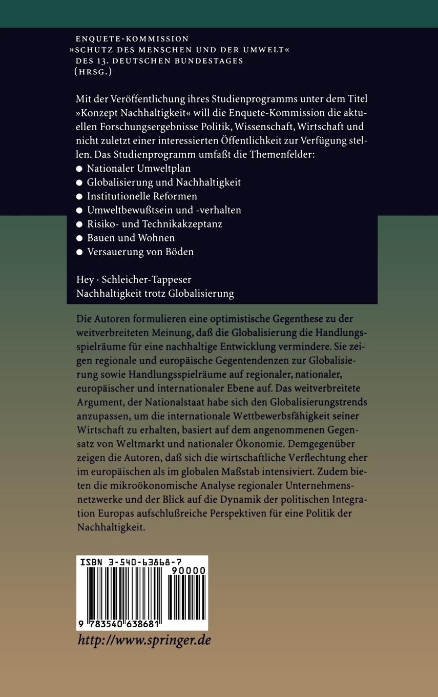 Rückseitencover Nachhaltigkeit trotz Globalisierung