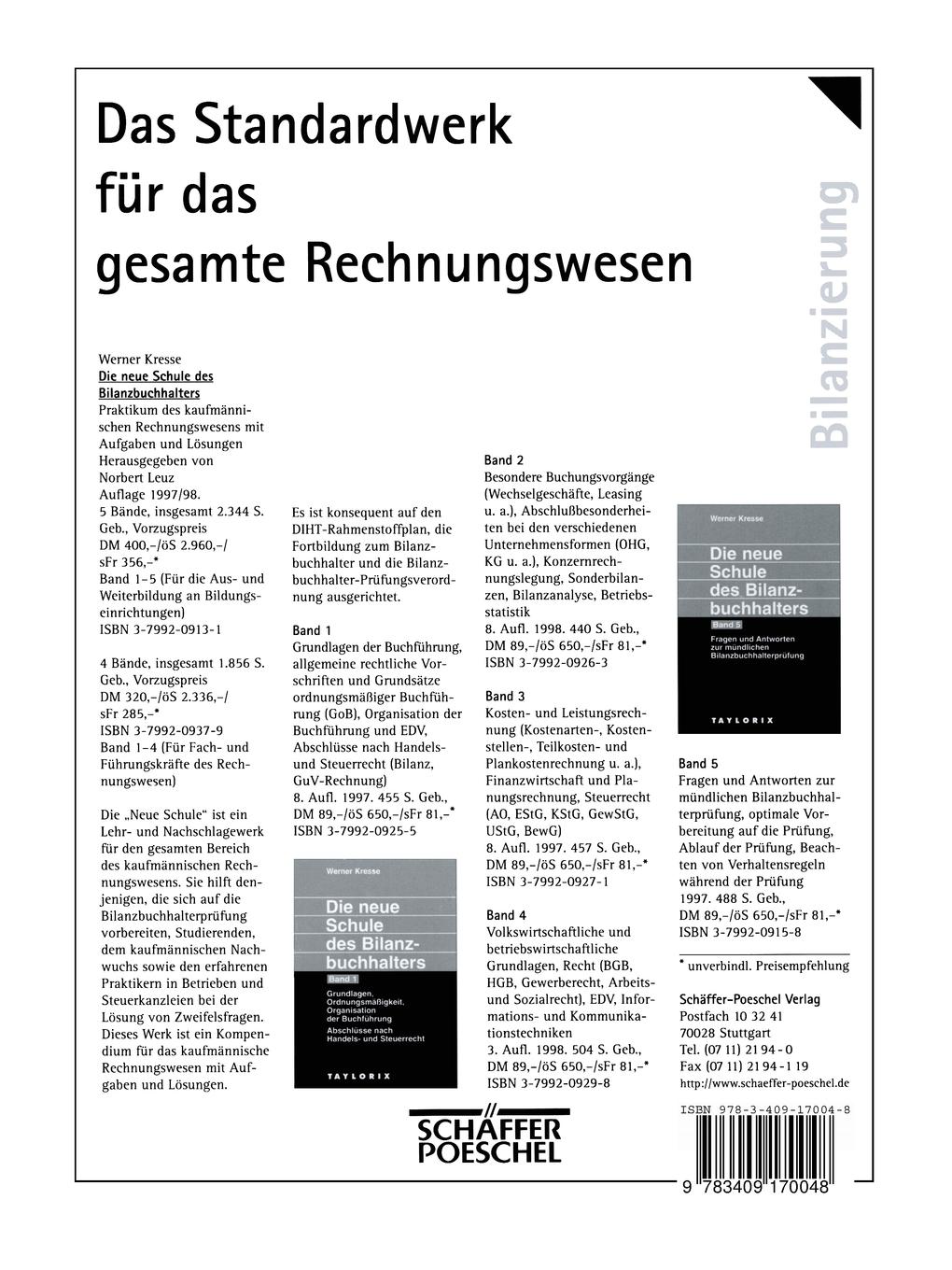 Rückseitencover Aufgaben und Lösungen für die Bilanzbuchhalterprüfung