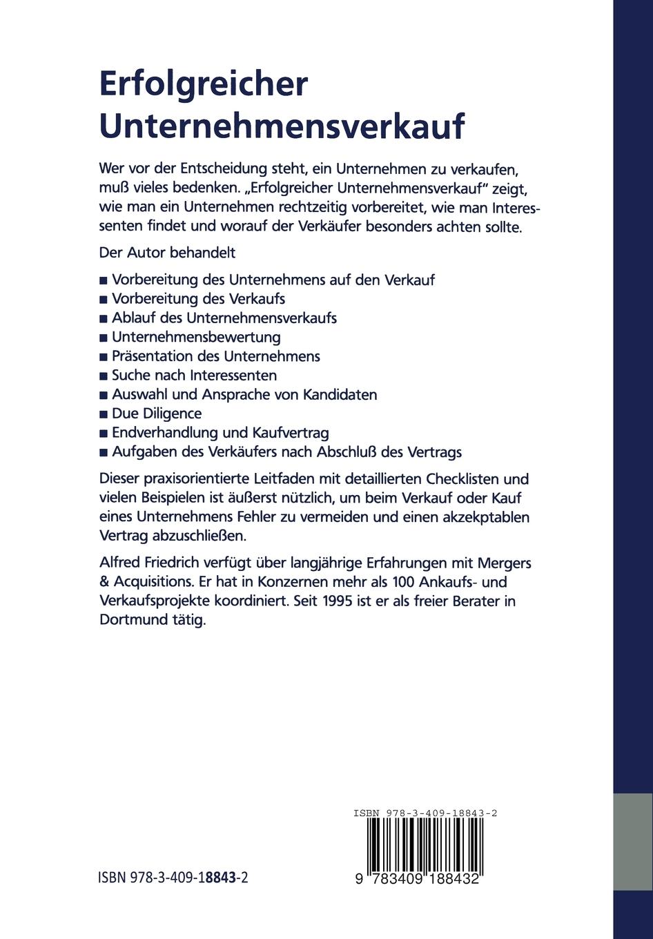 Rückseitencover Erfolgreicher Unternehmensverkauf