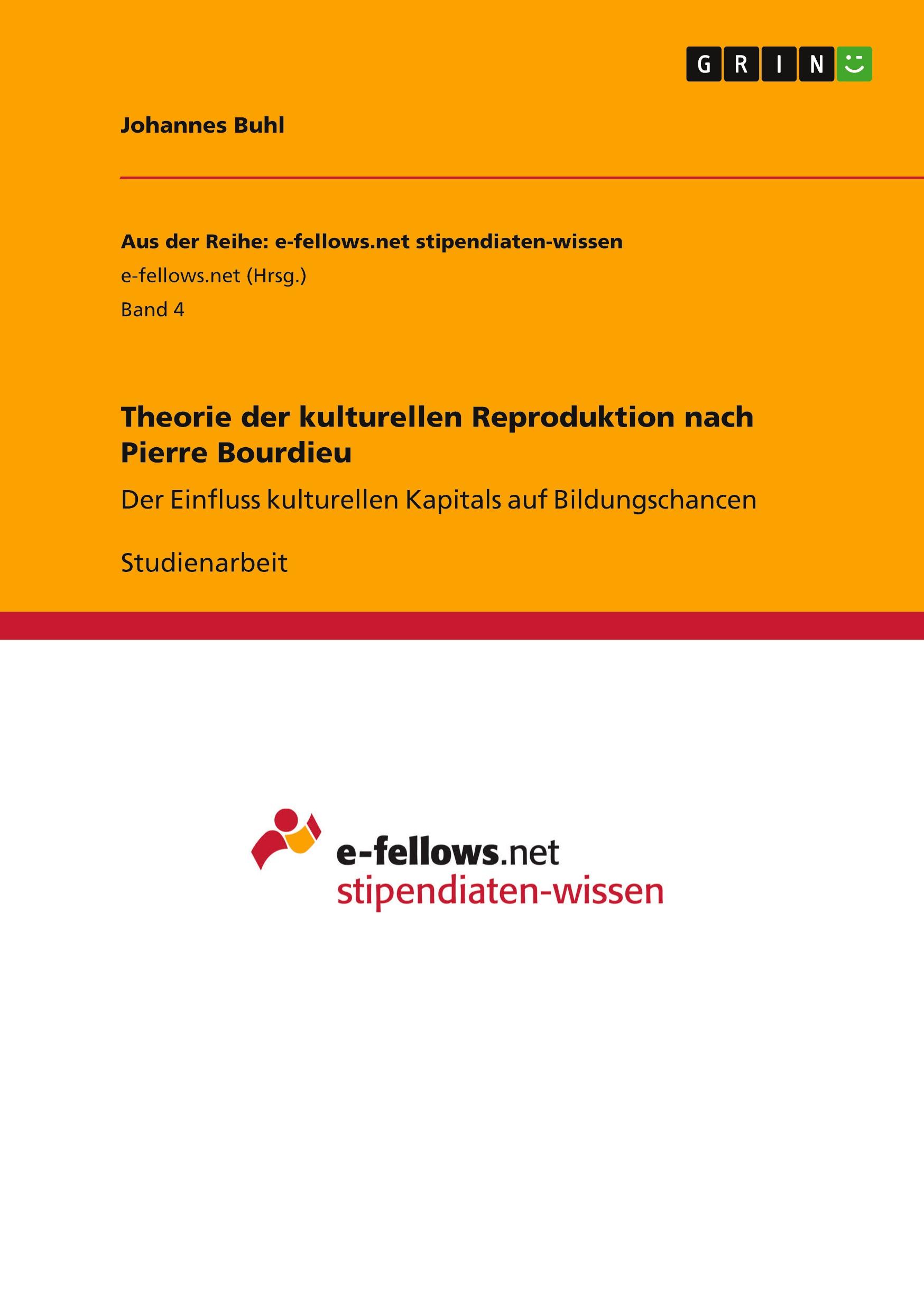 Vorderes Coverbild Theorie der kulturellen Reproduktion nach Pierre Bourdieu