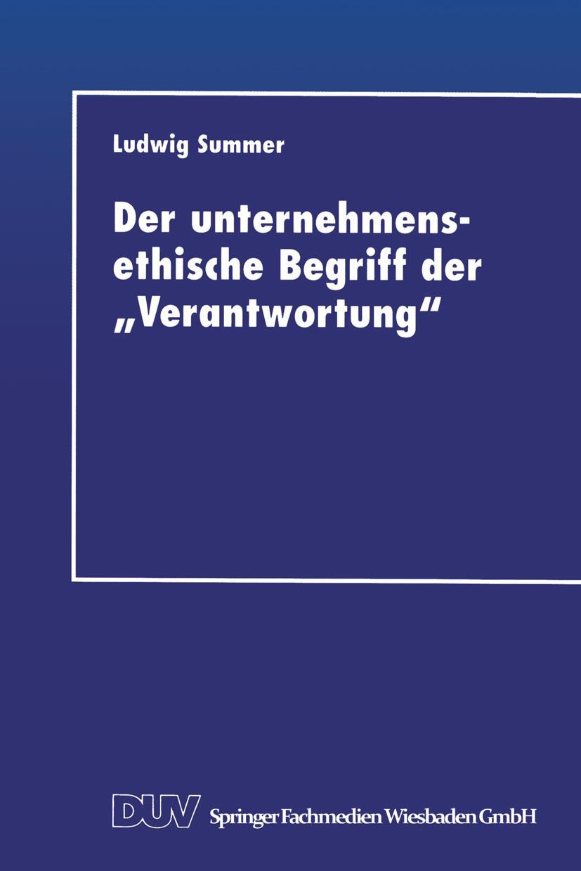 Vorderes Coverbild Der unternehmensethische Begriff der "Verantwortung"