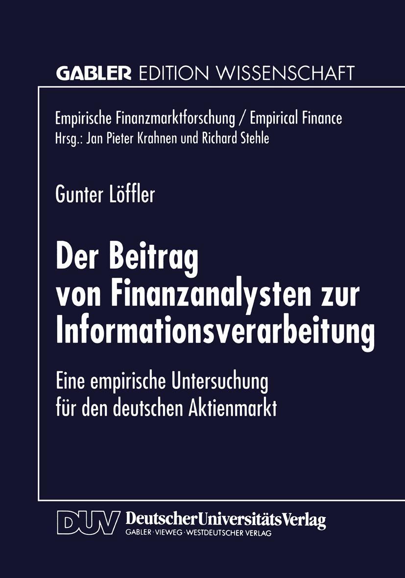 Vorderes Coverbild Der Beitrag von Finanzanalysten zur Informationsverarbeitung
