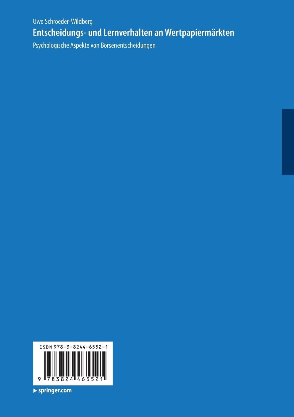 Rückseitencover Entscheidungs- und Lernverhalten an Wertpapiermärkten