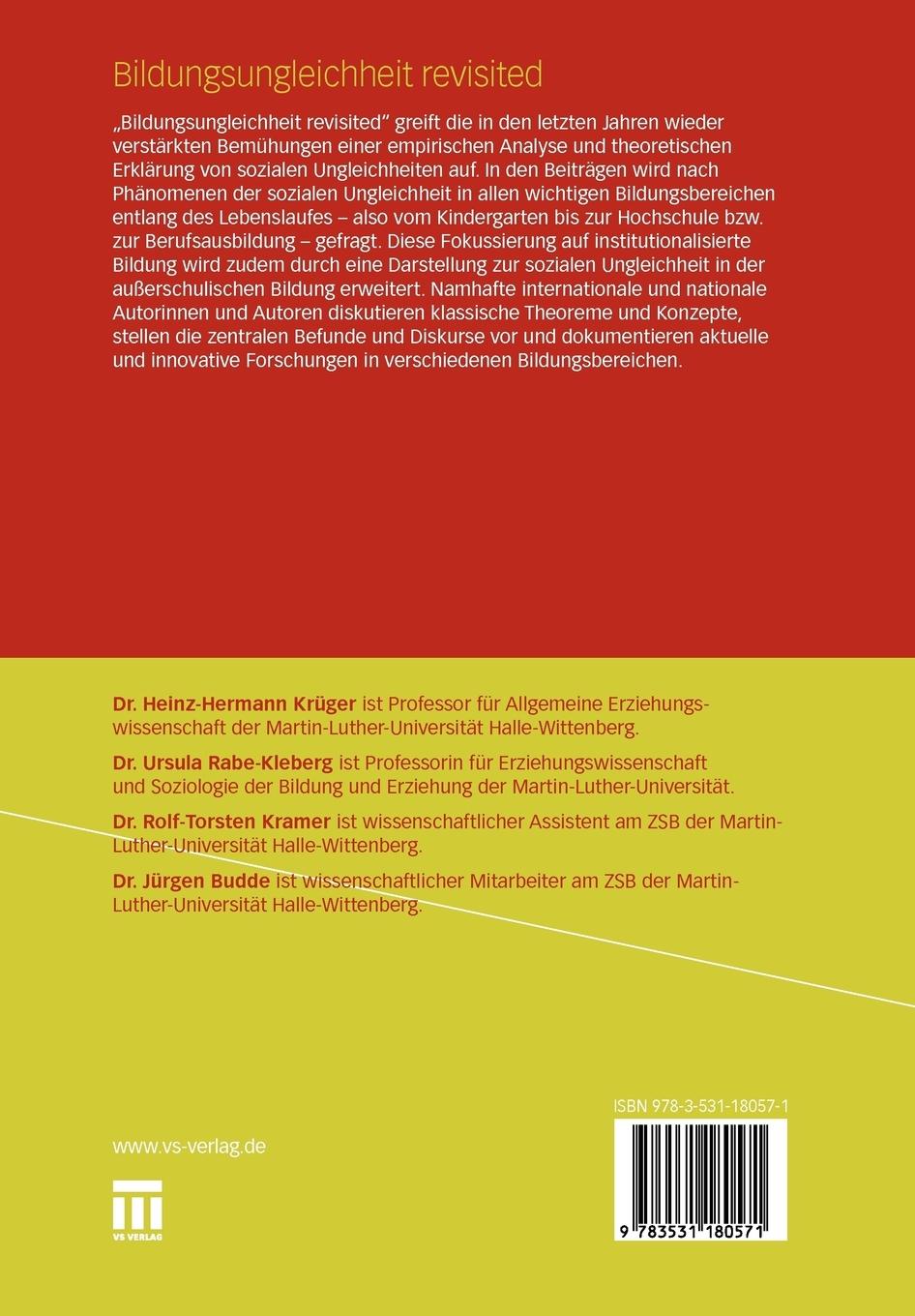 Rückseitencover Bildungsungleichheit revisited