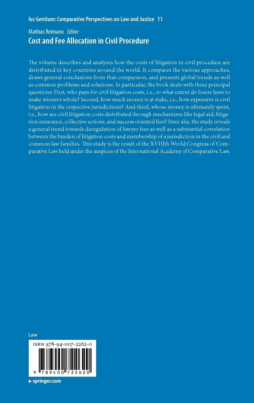 Rückseitencover Cost and Fee Allocation in Civil Procedure