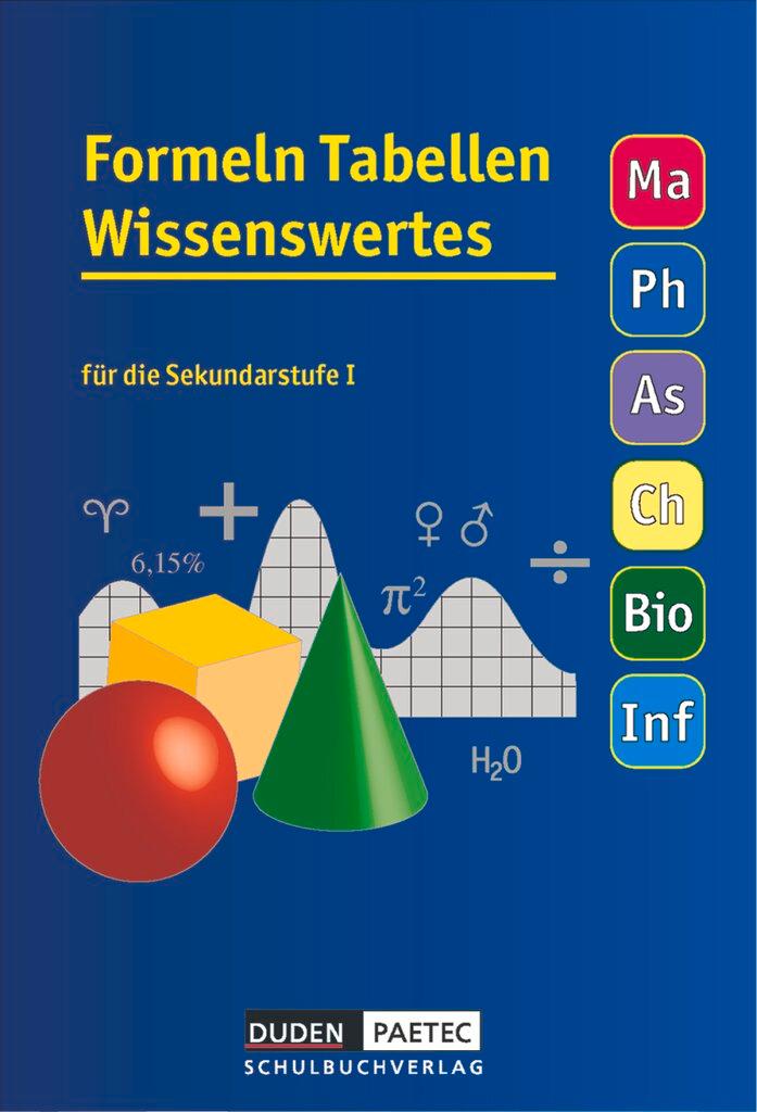 Vorderes Coverbild Formeln, Tabellen, Wissenswertes für die Sekundarstufe I. RSR