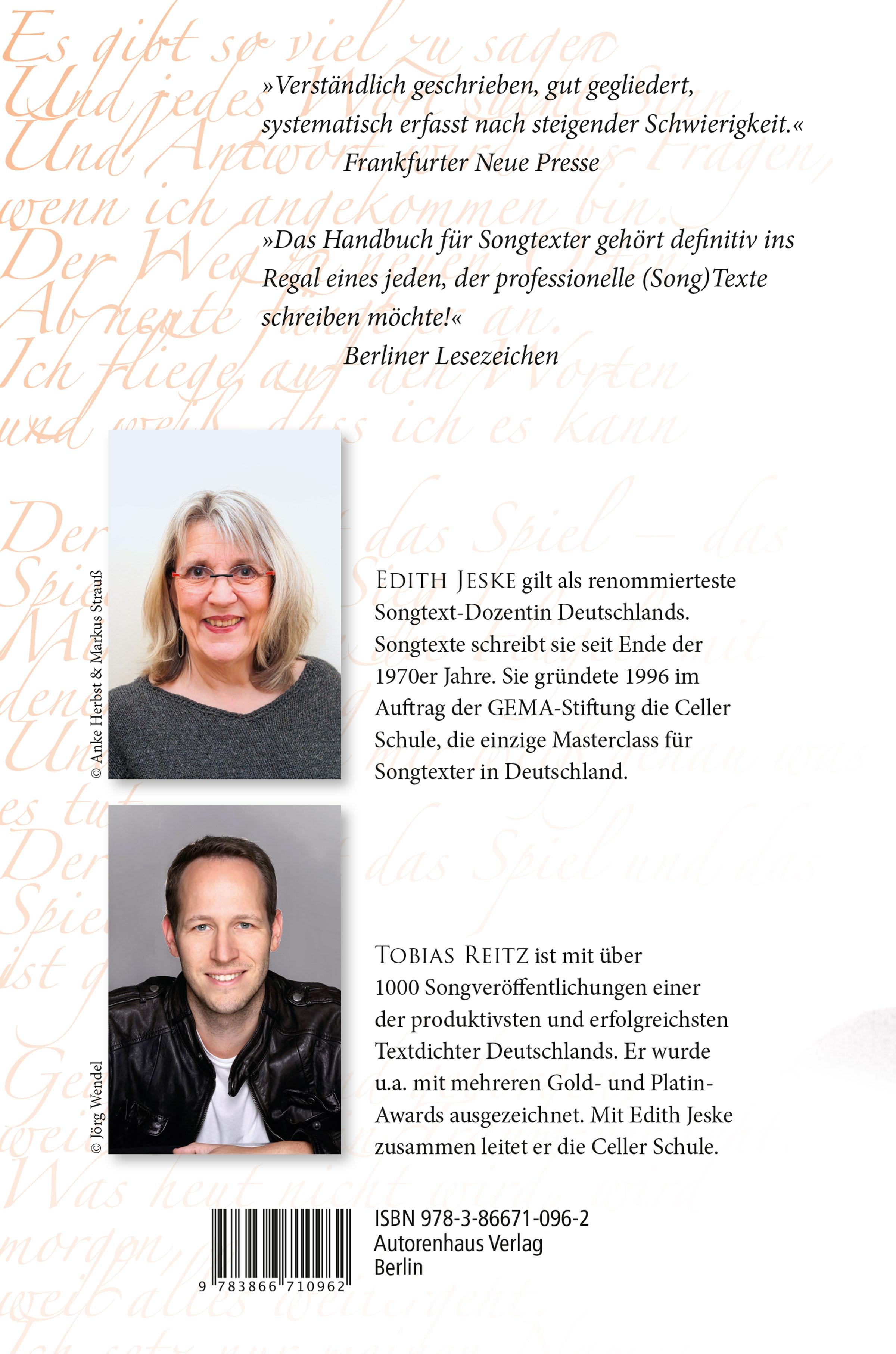 Rückseitencover Handbuch für Songtexter
